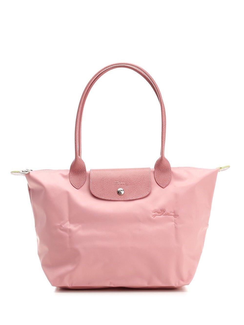 Longchamp le pliage leather-trimmed tote in Dusty Pink L